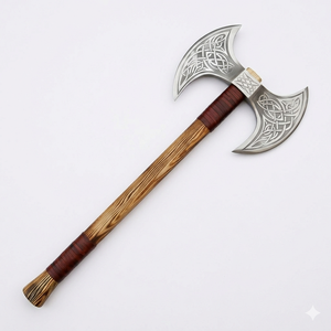 Hache Viking à double tête, Hache barbu en acier forgé à la main Hache Viking à double lame Cadeau pour lui, Cadeau de Noël. - Product Image 1