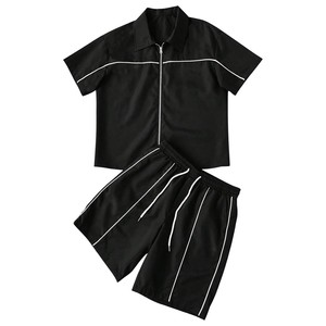 Conjunto de Camiseta Polo Roja de Manga Corta con Cierre y Pantalones Cortos para Hombre, Color Sólido, Ropa Casual de Verano, Transpirable, Tejido de Poliéster - Product Image 3