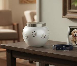 Modern Ceramic Pet <b>Urn</b> With Paw Print Design Airtight For Dogs - Product Image 6