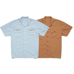 Camisa de Manga Corta Personalizada de Alta Calidad para Hombre, Diseño Bordado en Tela de Velour con Nylon en Toda la Superficie - Product Image 1