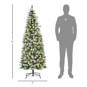 Albero di Natale Artificiale Pre-Illuminato Effetto Neve da 180 cm con 300 Luci LED, Rami Realistici, Pigne e Bacche Rosse - 618 Punte - Product Image 3