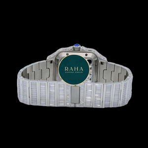 Montre élégante pour femme en acier inoxydable, boîtier rectangulaire, lunette sertie de diamants, verre saphir, affichage analogique, fermoir bijou, 20 mm - Product Image 4