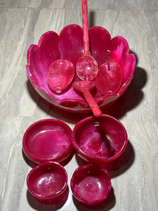 Bol décoratif en résine marbrée rose pastel |   Bol décoratif unique fait main, esthétique et doux pour la décoration - Product Image 6
