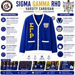 เสื้อคาร์ดิแกนอะคริลิกปักลาย Sigma Gamma Rho Sorority ทรงวีคอ ป้องกันรอยยับ สไตล์วินเทจ สำหรับผู้หญิง ใส่ในฤดูหนาว |   เสื้อคาร์ดิแกนสไตล์สั่งทำพิเศษ - Product Image 5