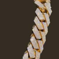 Chaîne maille cubaine Miami 20 mm en or 10K plaqué rhodium, sertie de moissanite, style hip-hop tendance unisexe, cadeau design – RB Gems