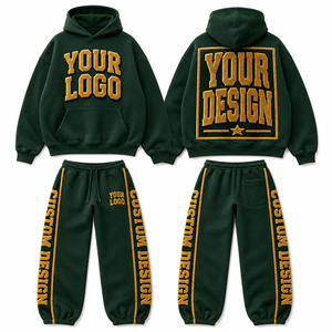 Conjunto Deportivo Personalizado para Mujer con Bordado, Sudadera Verde con Capucha y Pantalones con Cordón, Corte Holgado, Ropa Casual de Otoño - Product Image 2