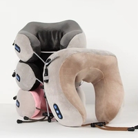 CYANMED Oreiller de massage cervical en forme de U, rechargeable, avec batterie au lithium, mousse à mémoire de forme, pétrissage électrique, contrôle par bouton, respectueux de la peau