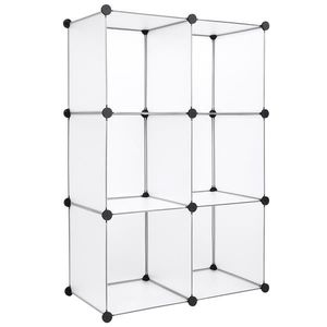 Organizzatore Modulare a Cubi Fai-da-Te in Plastica Bianca, Armadio con 6 Cubi, Scarpiera e Organizzatore da Scrivania e Cassetti - Product Image 2