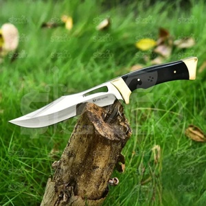 Cuchillo Bowie de Supervivencia Hecho a Mano, Hoja de Acero D2, Mango de Micarta Negra, 58-60HRC, Alto Pulido, Funda de Cuero, OEM, El Mejor Regalo para Él - Product Image 3