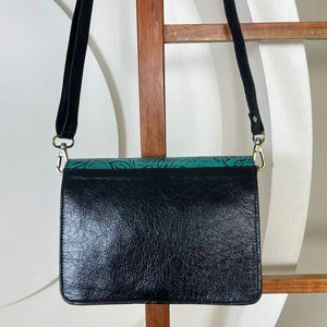 Sac à bandoulière en cuir de vachette véritable gaufré de style occidental pour femmes sac à bandoulière en cuir de fourrure gaufré turquoise élégant - Product Image 5