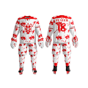 เสื้อฮอกกี้น้ำแข็งแบบสวมใส่ได้ทั้งชายและหญิง ยี่ห้อ PUFFIN SPORTS แบบสั่งทำพิเศษ พิมพ์ลายทั้งตัว แขนยาว คอวี ผลิตจากโพลีเอสเตอร์ ระบายเหงื่อได้ดี มีไซส์พลัส - Product Image 4