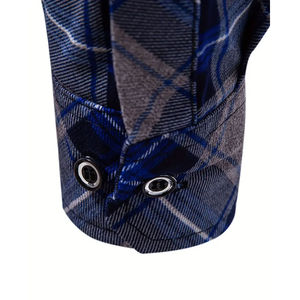 Camisa de Franela a Cuadros de Algodón Suave para Hombre, Manga Larga, Corte Regular, Cuello Abotonado, Informal, Tejido Cálido y Cómodo para un Look Impresionante - Product Image 6