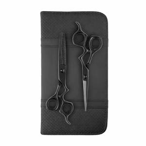 Juego de Tijeras de Peluquería Profesionales Clásicas Ergo Support, Color Negro Mate, Acero Inoxidable, Suministro OEM para Barberías y Salones - Product Image 1