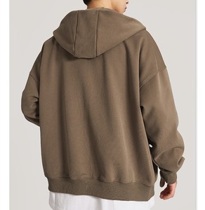 Sweat-shirt à capuche zippé surdimensionné pour homme, en molleton uni, décontracté, pour l'automne, 100% coton, respirant, coupe classique - Product Image 3