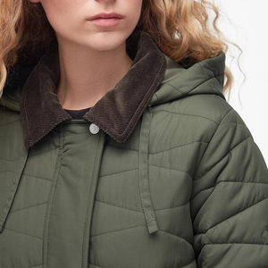 ROLEIN SPORTS Ladies Long <b>Quilted</b> Winter Jacket Fur Trim Hood Full Sleeves Zipper Closure Solid Color Polyester/Cotton Shell - Product Image 5