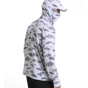 Sweat à capuche de pêche personnalisable gris à manches longues, dernier design, séchage rapide et respirant, protection UV - Product Image 3