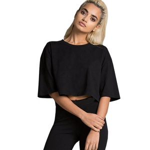 Camisetas de Mujer con Logotipo Bordado Personalizado, Transpirables, de Manga Caída, con Rayas, Cuello Redondo, para Verano, Gran Venta - Product Image 3