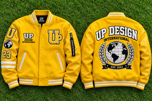 Chaqueta Universitaria Amarilla Personalizada, Chaqueta Bomber de Béisbol Premium con Logotipo Bordado, Chaqueta Unisex de Estilo Urbano - Product Image 6
