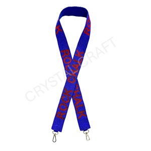 CRYSTAL CRAFT Sangle vintage perlée bleu Kentucky avec texte et logo blancs, accessoire de sac à main écologique et tendance - Product Image 5