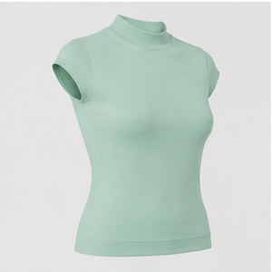 เสื้อยืดผู้หญิงสีเขียวมิ้นท์ คอเต่า แขนสั้น ทรงเข้ารูป รุ่น WTS-0122 - Product Image 4