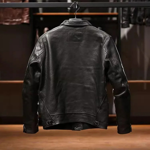 HARAZ INTERNATIONAL Blouson de moto en cuir véritable style vintage, qualité supérieure en cuir de mouton, col rabattable, fermeture éclair pour homme - Product Image 4
