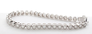Pulsera de tenis para mujer chapada en rodio con diamantes de talla brillante redonda y engaste de bisel, estilo clásico, joyería de aleación - Product Image 2