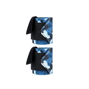 Attelles de soutien élastiques pour poignets, motif camouflage bleu, réglables avec fermeture auto-agrippante, pour musculation et entraînement de force, protection unisexe de base, antidérapantes - Product Image 3