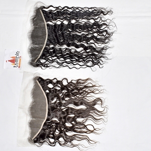 Cabello Humano Virgen Indio Remy 13*4 Frontal con Encaje Completo, Fácil de Aplicar, Color Negro Natural, Cutícula Alineada, Ondas Profundas para Mujer - Product Image 4