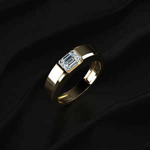 <b>Emerald</b> Cut Diamond <b>Ring</b> for <b>Men</b> in Gold 14K Lab Grown Yellow Diamond Band Solitaire Diamond <b>Ring</b> From Indian Supplier - Product Image 3