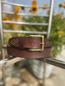 Cinturón Clásico Formal para Hombre, Hecho a Mano con Cuero Genuino de Vaca, Hebilla de Hierro Occidental Bordada y 3.5cm de Ancho - Product Image 3