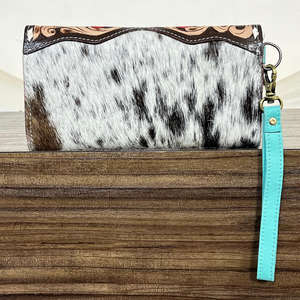 Pochette à main en cuir de vachette façonnée à la main avec motif floral, nouvelle sangle de poignet amovible, portefeuille parfait pour un usage quotidien - Product Image 5