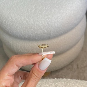 Anillo de Compromiso de Cristal con Corte de Pera para Mujer, Oro de 18K, Engaste de Puntas, Estilo Floral de Lujo, Chapado en Rodio, Certificado IGI - Product Image 6