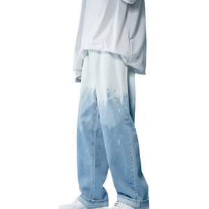 Jeans Streetwear Homme Coupe Droite Ample Jambe Large Écologique Logo Personnalisé Délavé Coupe Oversize Hiver Automne - Product Image 1