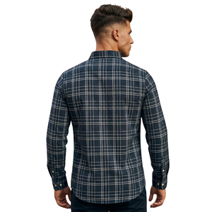 Chemise en flanelle à carreaux gris et noir pour homme, manches longues, boutonnée, décontractée, en tissu brossé doux, style streetwear, vente en gros - Product Image 2