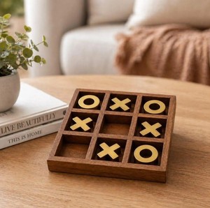 Timber Tic Tac Toe Board Innovative Design Interactive Family <b>Game</b> <b>Brain</b> Exercise Decorative Desktop Accessory - Product Image 5