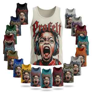 Apparel Clothing Whole Sale High Quality Sleeveless Tank Top Men Streetwear Punk Rock Print Cotton Casual Summer T Shirts - Product Image 1