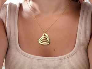 14k Gold Plated Heart Personalized Layered Family Letter <b>Necklace</b> Top Quality <b>Solid</b> 925 Sterling <b>Silver</b> Jewelry Manufacaters - Product Image 3