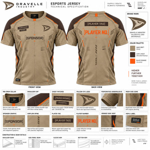 Camiseta de Juego con Mapa Topográfico, Color Caqui Marrón, Ripstop, Línea Naranja en el Hombro, Jersey Táctico HUD para Hombre - Product Image 6