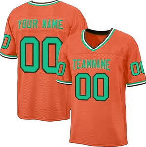 Blue V-Neck Sublimated <b>Mesh</b> American Football Jersey Men's Breathable Short Sleeve Team Name Print Adult Sportswear - Product Image 2