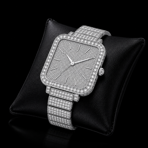 Montre pour femme en argent avec cadran pavé de diamants, bracelet en cristal, élégante, scintillante, cadeau de mode - Product Image 1