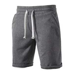 Pantalones Cortos de Algodón Azul Marino para Hombre con Cintura Ajustable con Cordón, Estilo Casual, Corte Medio, Color Sólido, Tejido de Punto, Diseño Transpirable - Product Image 3