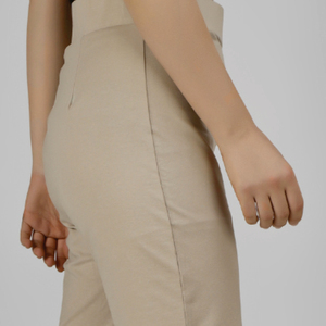 Pantalones Casuales de Otoño para Mujer, Color Beige, Ajustados, de Cintura Alta, Largos hasta el Tobillo, Tejido de Punto con Patrón Geométrico Ecológico, Logotipo en la Cintura - Product Image 5