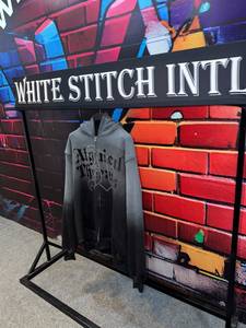 <b>White</b> Stitch Intl Men's Hooded <b>Zip</b>-<b>Up</b> Sweatshirt Black Gray Ombre Rhinestone Logo Streetwear Oversized Fit 100% Cotton Winter - Product Image 2