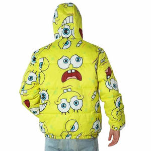 Chaqueta con capucha amarilla para hombre 2026 al por mayor, con estampado gráfico de cara de caricatura en toda la superficie, con cremallera, estilo casual, streetwear, abrigo de moda - Product Image 6