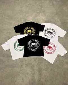 Camiseta de hombre personalizada 100% algodón, cuello redondo, estilo oversize, transpirable, estilo streetwear, corte crop, con borde sin rematar, para verano. - Product Image 5