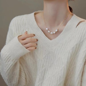 สร้อยคอเงินแท้ 925 สไตล์บาโรก ประดับมุกน้ำจืดคุณภาพสูง ดีไซน์หน้ายิ้ม แฟชั่นหรูหราเบาๆ - Product Image 2