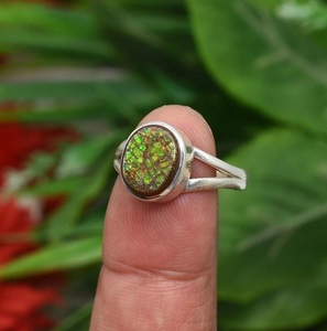 Anillo de Plata de Ley 925 con Gema de Ammolita, Hecho a Mano, Multicolor, Joyería Fina, Regalo para Mujer - Product Image 6