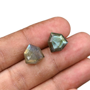 Best Selling Natural Labradorite Hexagon Shape Step Cut High Polish 12mm Flatback Loose Gemstone Cabochon Jewelry Making Ring - Product Image 5