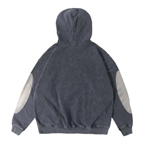 Sudadera con Capucha Estilo Gótico Y2K, Oversize, Lavado Ácido, Color Negro, Personalizable, MOQ, Alta Calidad, 100% Algodón Felpa, Ecológica, para Hombre - Product Image 3