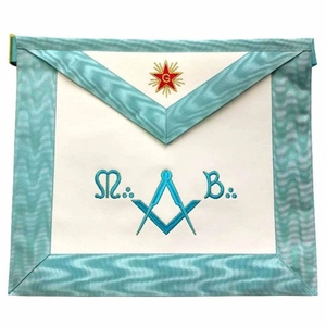 French Rite M:. B:. Apron French Rite Master Mason Apron High Quality Lambskin Or Satin Ceremonial Regalia Gold Embroidery - Product Image 1